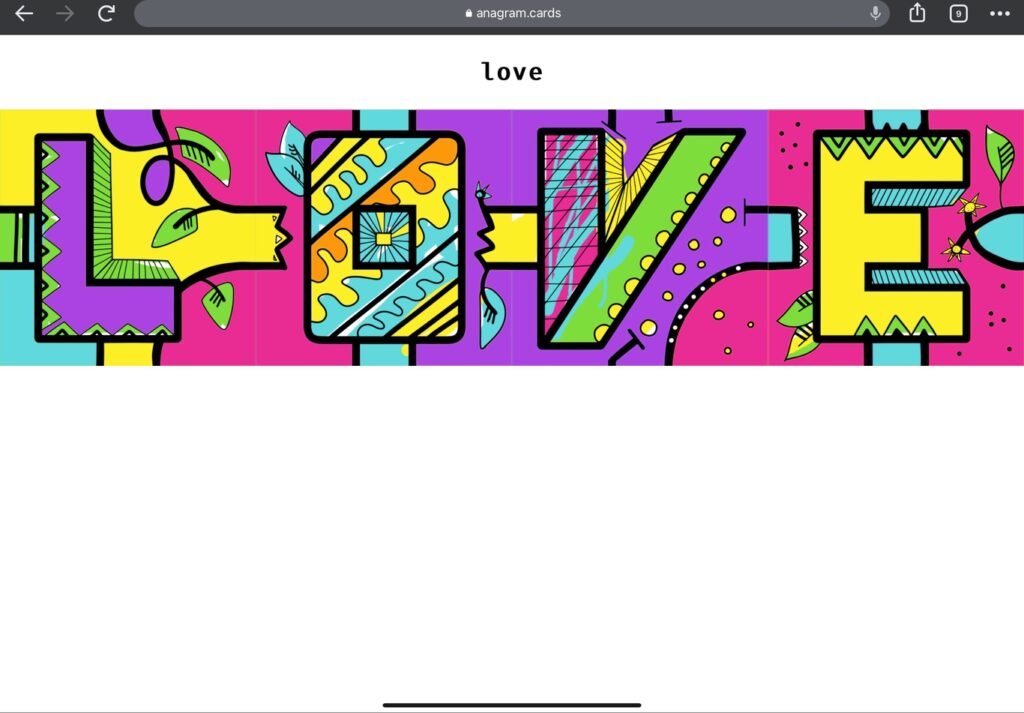 Celebrate Love with Creativity Anagram’s virtual gallery